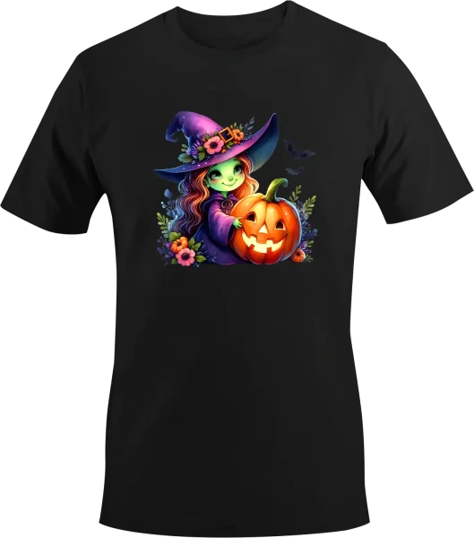 Halloween - Kleine Hexe mit K&uuml;rbis