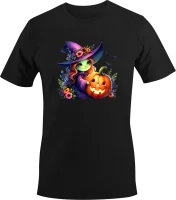 Halloween - Kleine Hexe mit K&uuml;rbis
