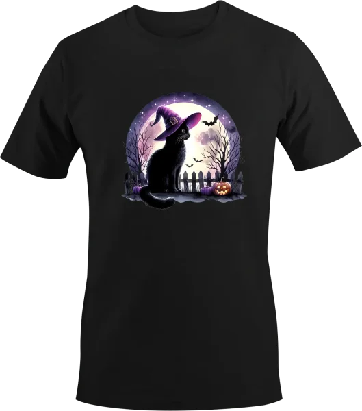Halloween - schwarze Katze vorm Mond