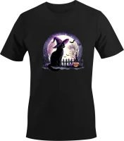 Halloween - schwarze Katze vorm Mond